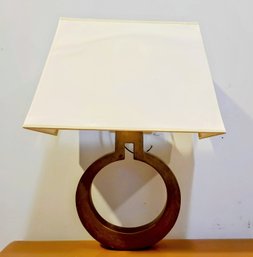 Vintage Chapman & Myers Ring Form Large Wall Sconce In Antique Burnished Brass With Linen Shade Attached