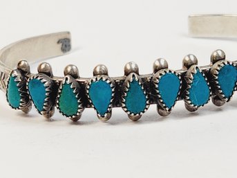 Vintage Sterling Silver Southwest Turquois Cuff Bracelet