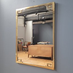 C 1970 Italian Solid Brass Greek Key Wall Mirror