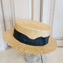 A Rare Vintage Boater Hat Made In England By Brooks Brothers Unisex