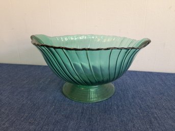 Blue Glass Pedestal Bowl