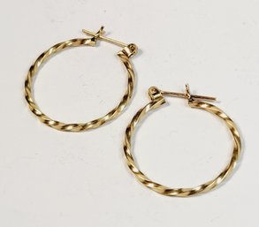 Classic 14k Yellow Gold Spiral Hoop Earrings