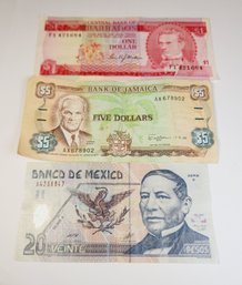 Foreign Paper Currency /Bills / Notes ( Jamaica, Mexico, Barbados)