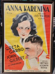 Framed Original 1935 Anna Karenina Swedish Movie Poster