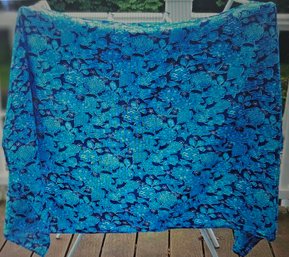 Old Navy 100 Cotton Beach Wrap Cover-Up Caribbean Blue & White Floral On Navy Blue. Made In India.