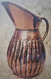 Vintage ISC Hand Wrought Copper Water Pitcher 7-1/4' Tall Made In Egypt