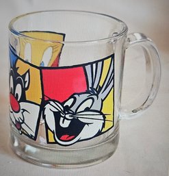 Collectable Large 4' X 3' Warner Bros Looney Tunes Tweety Bird, Sylvester, & Bugs Bunny Glass Mug Vintage 1994