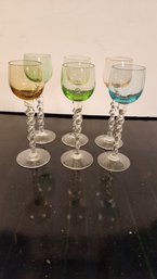 6 Multi Color Wine Tasting Glasses
