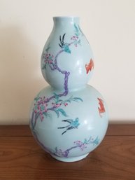 Chinese Porcelain Celadon Double Gourd Hand Painted Vase