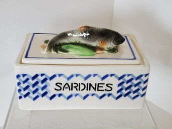 Vintage Porcelain Lidded Sardine Box Made In Czechoslovakia