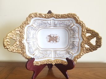 Gold Leaf Ornate Double Handle Centerpiece Bowl