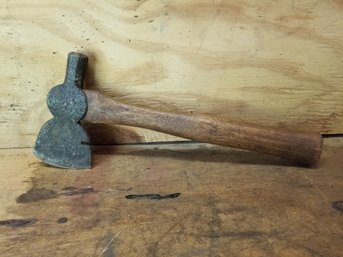 Antique 14' Wood Handled Hatchet Axe With Hand Forged Axe Head