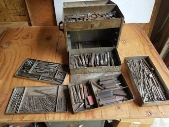 Vintage Metal Toolbox With Contents