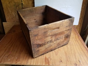 Antique General Radio Co Wood Finger Joint Crate Box