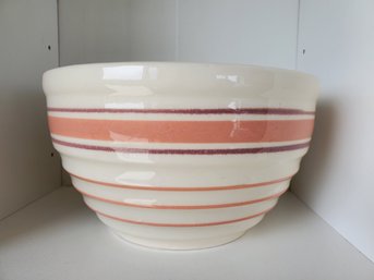 Vintage Ribbed/Ringed Pottery Stoneware Striped Medium Sized Mixing Bowl - USA