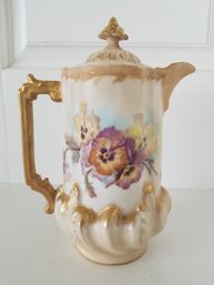 Antique Hand Painted CA Jones 1896 German Chocolate Pot