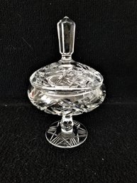 Vintage Cut Lead Crystal Covered Pedestal Candy Dish