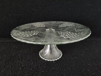 Vintage L.E. SMITH  Grape Pattern Glass Cake Stand With Pedestal