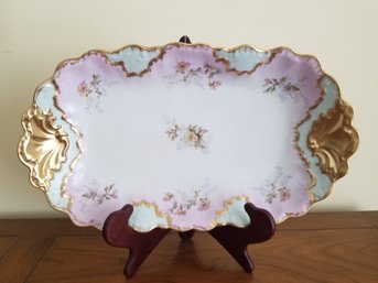 Vintage Limoges France Rectangular Serving Dish With Gold Leaf Accents