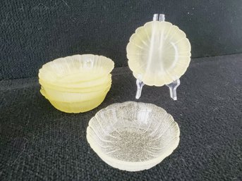 Six Vintage Yellow Depression Glass Bowls