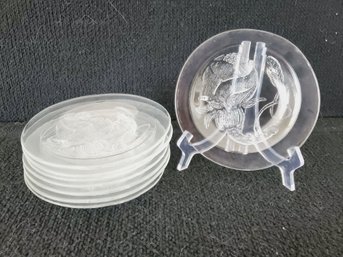 Vintage Clear Embossed Floral Dessert Salad Plates