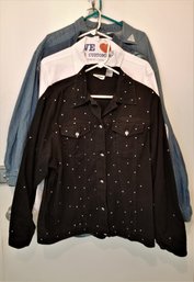 Women's Embellished Denim Shirts And Jackets: Mia/tess/ Fit 2aT Faded Gear  Sizes XLXXL