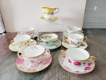 Eight Vintage Porcelain Tea Cup & Saucers-Minton, Paragon, Limoges (Lot 3)