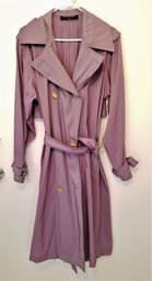 Women's Mycra Pac Now Belted Lavender Double Breasted Trench Coat Size M/L