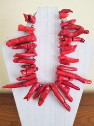 Dramatic Vintage Red Branch Coral Beaded Necklace