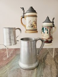 Mixed Lot Vintage Ceramic & Pewter Beer Steins