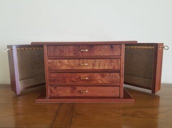 1980's Burlwood Italian Locking Jewelry Box