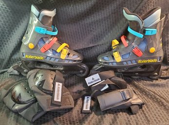 Size 10 1/2 Men's Rollerblades ~ 'Cool Blade' With Bag - Knee Pads & Hand Guards