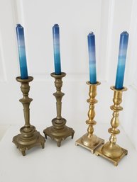 Two Pairs Brass Candlesticks