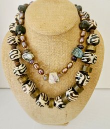 Tribal Beads , Ceramic And Semi Precious Stone Necklaces