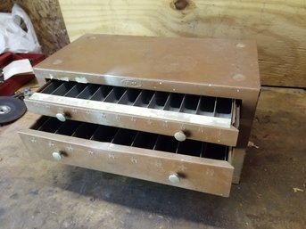 Vintage Huot Brown Painted Metal Drill Bit Tool Box