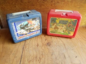 Vintage THERMOS Brand Plastic Lunch Boxes - Street Fighter & Rover Dangerfield