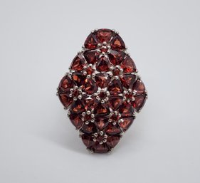 Mozambique Garnet Elongated Ring In Platinum Over Sterling