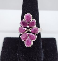 Red Ruby, Rhodium Over Sterling Ring