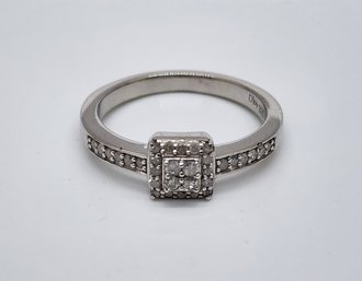 Diamond Cluster Ring In Platinum Over Sterling