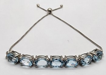 Sky Blue Topaz Bolo Bracelet In Platinum Over Sterling