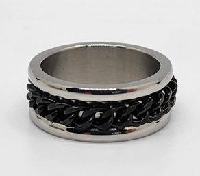 Stainless Steel Black Chain Spinner Ring