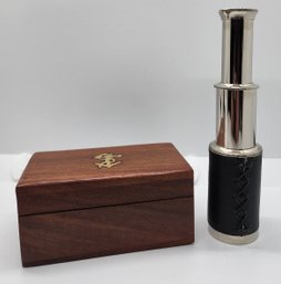 Handcrafted Fully Functional Telescope With Black Leather & Wooden Gift Box