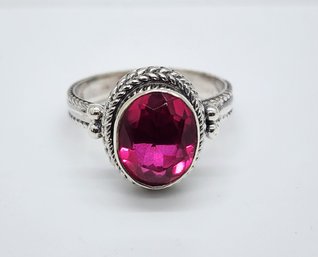 Bali, Rubelite Quartz Ring In Sterling