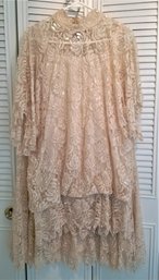 Women's Formal Two Piece Lace W/pearl And Crystal Accents Eveningwear Size XL