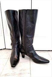 Women's Anne Klein I-flex Black Leather Knee High Boots Size 8.5