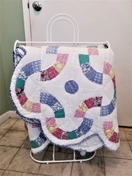 White Metal Double Quilt Rack With Two Matching Quilts