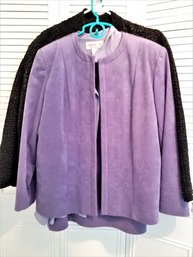 Black Jacquard Textured Jacket And Purple Suede Jacket/skirt Size 16P