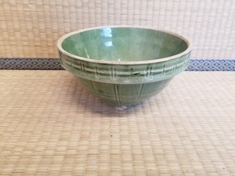 Antique McCoy Pottery Green Window Pane Stoneware Bowl