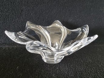 Beautiful Crystal Cofrac Art Verrier Glass Centerpiece Sculpture Bowl - Signed