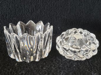 Orrefors Signed Crystal Small Bowl & Tealight Candle Holder